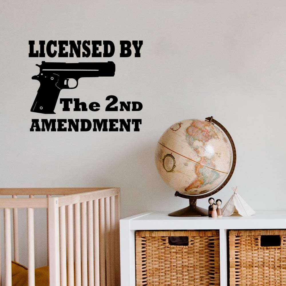 Gadgets Wrap Wall Decals 29CM Wall Stickers Black Color - (Licensed 2nd Amendment Handgun Gun)
