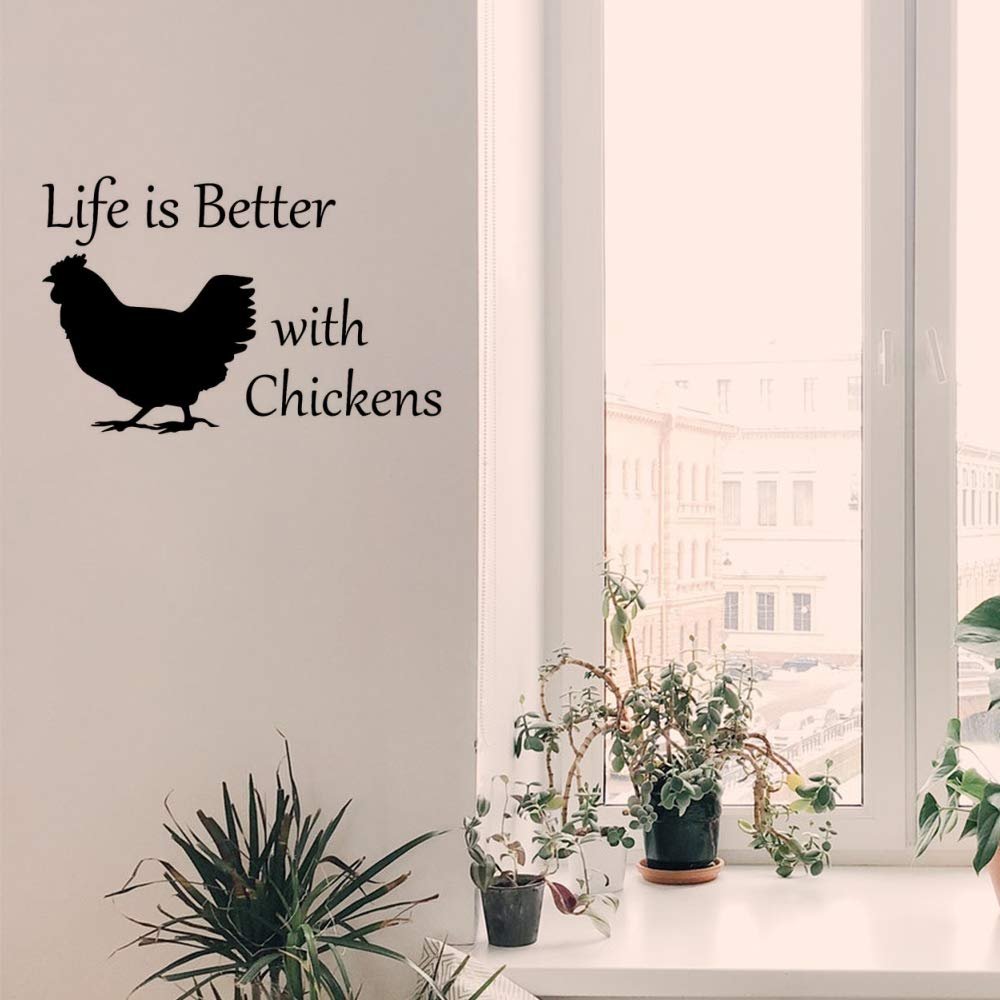 GADGETS WRAP Vinyl Wall Stickers Black Color - (29CM, Life is Better with Chickens)