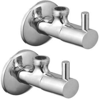 NavaHome Basics Brass Angle Valve with Wall Flange,Chrome_2 pc Set