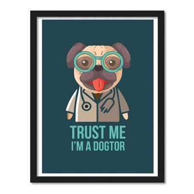 Good Hope Funny Pug Doctor Framed Poster Frame For Doctors Clinic Wall Decoration Room, Hospital Office, Gift dog (10 Inch X 13 Inch Framed)