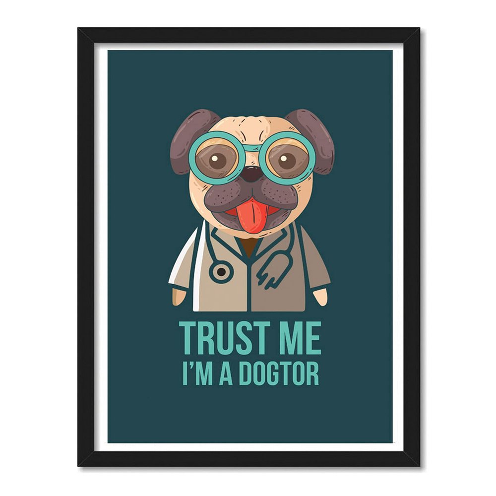 Good Hope Funny Pug Doctor Framed Poster Frame For Doctors Clinic Wall Decoration Room, Hospital Office, Gift dog (10 Inch X 13 Inch Framed)