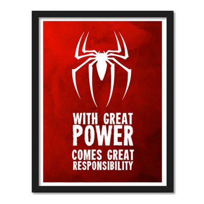 Good Hope Acrylic Glass Matte Paper 300 GSM Spiderman Quote Framed Poster for Room and Office (Multi Color, 10 X 13 Inch)