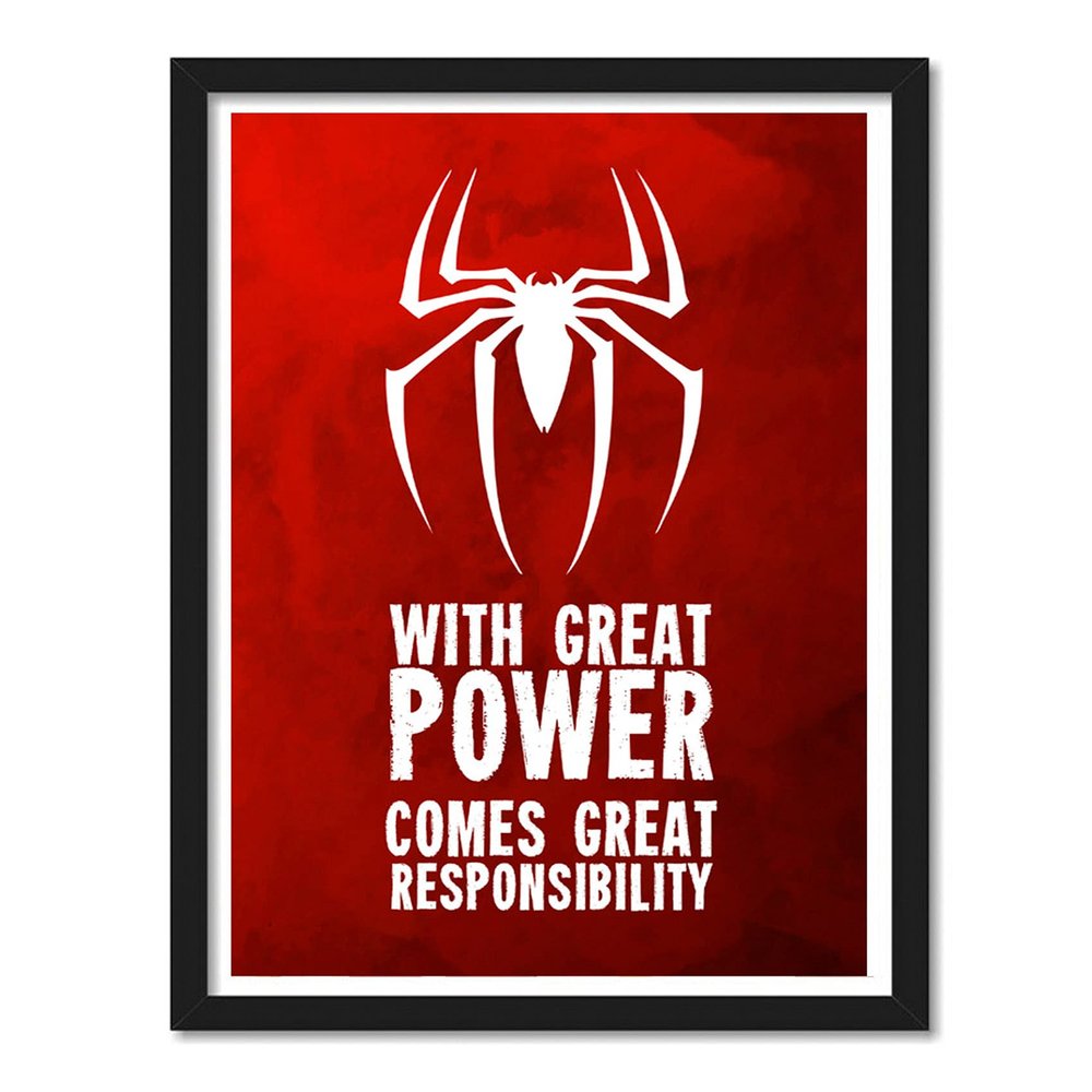 Good Hope Acrylic Glass Matte Paper 300 GSM Spiderman Quote Framed Poster for Room and Office (Multi Color, 10 X 13 Inch)