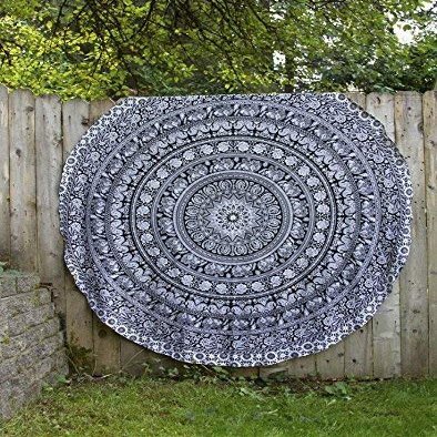 Fashion Hub 100% Cotton Mandala Dining Table Cover- Round Tablecloth Multicolor Standard