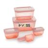 INVOSS 7 Pcs Space Saver Combo Plastic Fridge Container Set, Plastic Container Set for Kitchen Refrigerator, Pink (Elliptical- 100 ml,150 ml,290 ml,580 ml,1000 ml,1700 ml,2700 ml) view 2