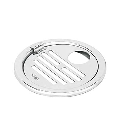 LIPKA Eon Round with Golden Classic Jali Floor Drain |Premium Stainless Steel |5 Inches| with Hinge & Hole|