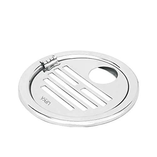 LIPKA Eon Round with Golden Classic Jali Floor Drain |Premium Stainless Steel |5 Inches| with Hinge & Hole|