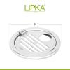 LIPKA Eon Round with Golden Classic Jali Floor Drain |Premium Stainless Steel |5 Inches| with Hinge & Hole| view 2