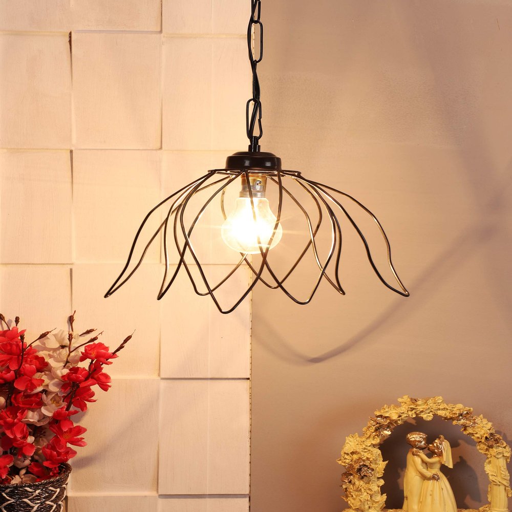 tu casa Hhieta Metal Shade with Black Metal-Iron Base Hanging Lamps/Pendent Light | Modern Pendant Ceiling Lamp for Home, Caf, Restaurant, Bar & Office Dcor (Height-20 Inch/No Blub Included)