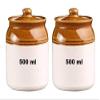 KS Mart KASANA Classic Cream Pottery Hand Paintaed Ceramic Cornichon Storage Jar for Pickle | 500 ml view 1