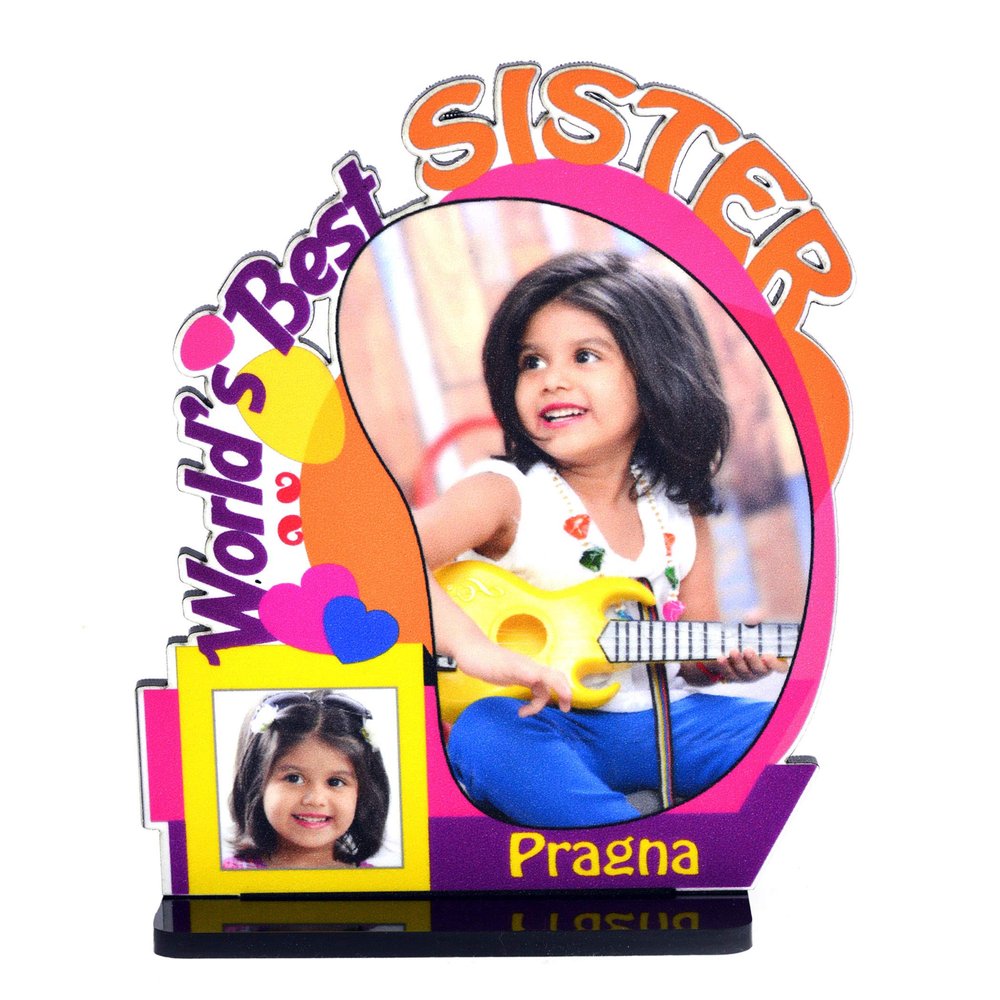 AJANTA ROYAL Personalized Gift for Sister Acrylic Cutout Photo Frame with Photos (AE-11)