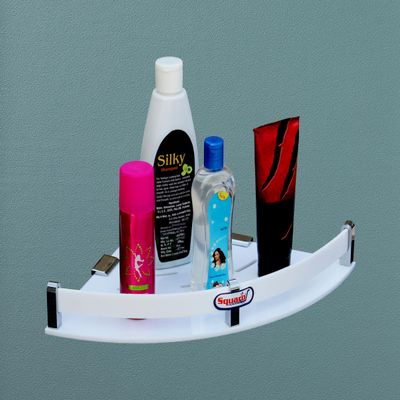 SQUARO Acrylic Sheet Bathroom Corner Shelf Multi Purpose Corner Rack Kitchen Corner Shelf Bathroom Accessories Kitchen Accessories Wall Mount (Size - 12x12 Inch, Model-H-101)