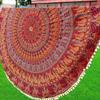 Fashion Hub 100% Cotton Mandala Red Elephant Mandala Printed Cotton Round Wall Hanging Beach Blanket Throw Picnic Yoga Garden Mat view 1