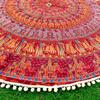 Fashion Hub 100% Cotton Mandala Red Elephant Mandala Printed Cotton Round Wall Hanging Beach Blanket Throw Picnic Yoga Garden Mat view 2