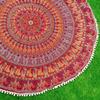 Fashion Hub 100% Cotton Mandala Red Elephant Mandala Printed Cotton Round Wall Hanging Beach Blanket Throw Picnic Yoga Garden Mat view 4