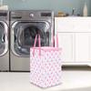 PrettyKrafts 75L Non Woven Swan Printed Square Foldable Large Laundry Bag/Basket With Lid & Handles, Freestanding Clothes Storage Organizer for Bedroom, Dorm (36x36x53cm, Pink, Set of 1) view 2