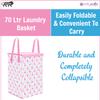 PrettyKrafts 75L Non Woven Swan Printed Square Foldable Large Laundry Bag/Basket With Lid & Handles, Freestanding Clothes Storage Organizer for Bedroom, Dorm (36x36x53cm, Pink, Set of 1) view 4