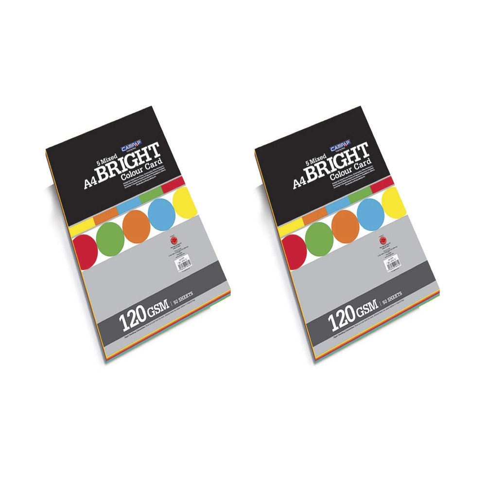 CAMPAP 100 Sheets A4 120gsm Bright Color Premium Paper (20 Sheets of Each Color x 5 Colors)