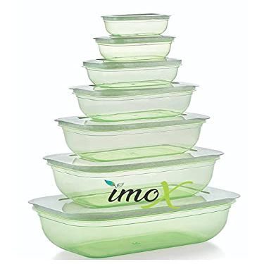 IMOX Pack of 7 Bpa Free Plastic Fridge Storage Containers Set, Food Storage Container, Freezer Storage Containers Keep Fresh for Storing Fish Meat, Vegetables, Grocery, Spices - Multicolor