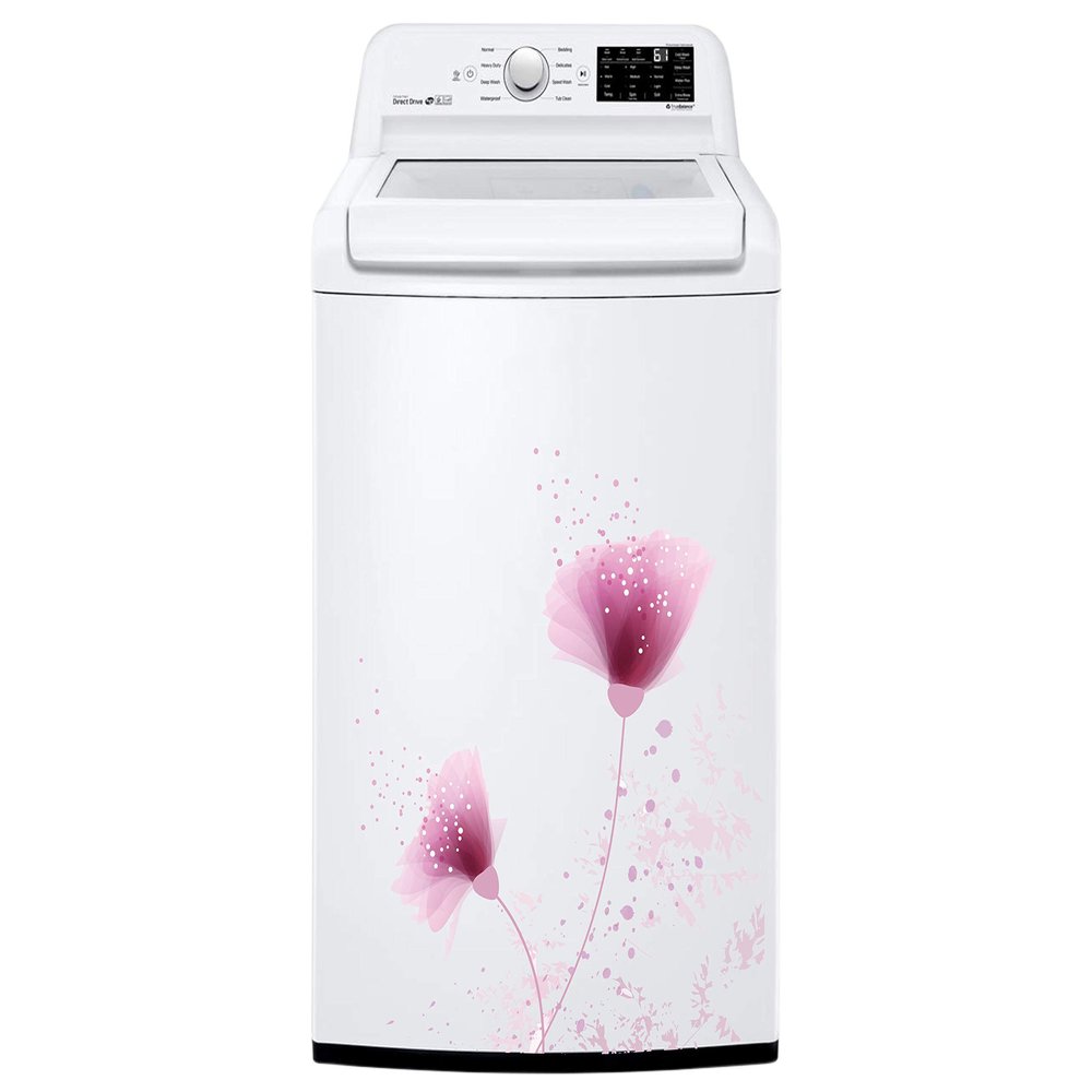 DivineDesigns Dandelion Pink Flowers Washing Machine Sticker (Size :- 22 X 33 inch) Stickers for Washing Machine/Cloth Machine/and All Decorative Stickers