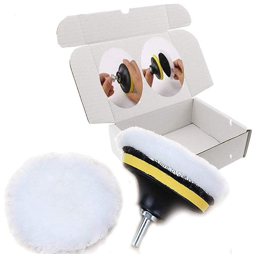 DIY Crafts Polishing Wool Pad with Backer Pad Sucker and Connecting Rod for Home Wall Paint Remove Cleaning Polishing (Pack Of 1 Set, 5" INCH)