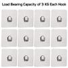 HOKIPO Plastic Magic Sticker Series Self Adhesive Hooks, Pack of 12 (Load Bearing Capacity of 3 KG Each Hook) (AR2256*2), Silver view 3