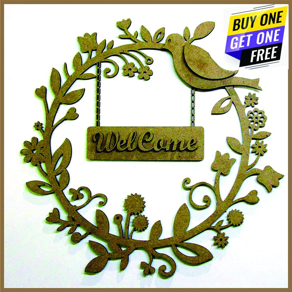 THE GIFTERY Wooden MDF Welcome Frame Without Base (270 X 270 mm)