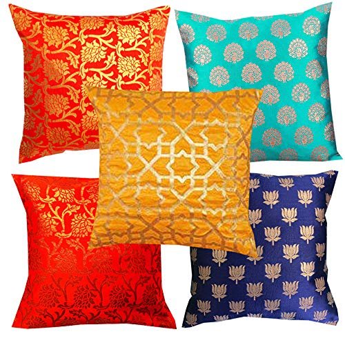Pink parrot- Art Silk Cushion Cover 16x16 inch Set of 5 pcs