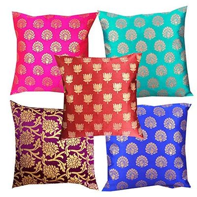 Pink parrot- Art Silk Cushion Cover 16x16 inch Set of 5 pcs
