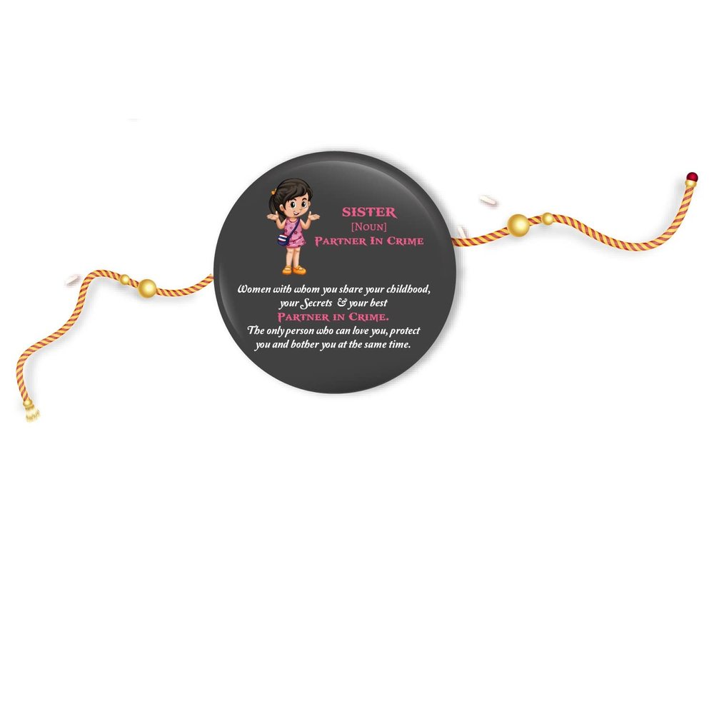 Bhai Please Sister Rakhi with Fridge Magnet for Bhabhi | Set of 1 pc with Roli/Kumkum- Chawal| Kids, Girls Designer, Fancy, Fun, Movie Rakhi Set| with Raksha Bandhan Greetings