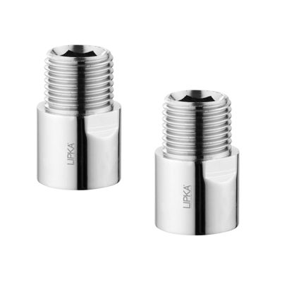 LIPKA Pack of 2 Full Brass Extension Nipple (1.5 inches) for Pipe Fittings | | Chrome Finish
