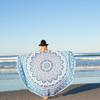Fashion Hub Fabric Textile Work Creation Cotton Ombre Mandala Round Bohemian Indian Wall Tapestry, Hippie Beach Throw Mat (Blue, Pack of 1) view 2