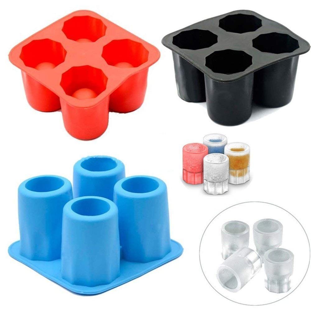 FosCadit Silicon Ice Tray Mould Ice Short Glass Cup Shaped Ice Shot Glass Maker Mould Ice Cube Shot Glass Freeze Tray for Juice Whiskey Cocktails Bar Party (Multicolor)