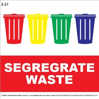 ELISHA VINYL STICKER/SEGREGATE WASTE/SET OF 2 PCS [ENGLISH & HINDI] SIZE 9 * 12 INCH