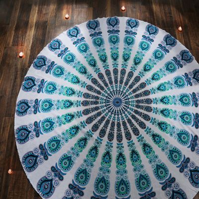 Fashion Hub Cotton Mandala Dining Table Cover- Round Tablecloth Multicolor - Standard