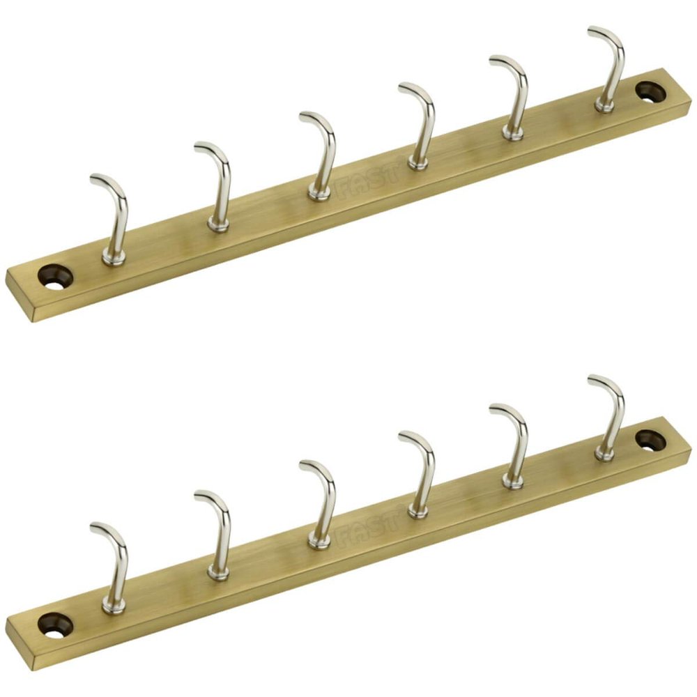 FAST KHA06 Decorative Brass Antique Key Holder Key Stand Key Rack for Hanging Keys with Keychain,Masks,Pearl Mala,etc, Ideal for Home,Office,Hotel,Factory & Anywhere. (Pack of 2pcs)