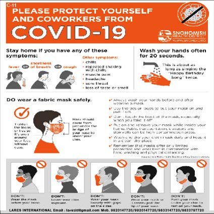 ELISHA VINYL STICKER/PLEASE PROTECT YOURSELF & CO WORKERS FROM COVID 19 /PACK OF 2 pcS in [ENGLISH & HINDI] SIZE 18 x 18 inch