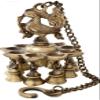 Siddhi Vinayak Brass Handicrafts Akhand Diya Decorative Brass Crystal Oil Lamp Tea Light Holder Lantern, 6 inch (Gold and White) view 1