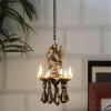 Siddhi Vinayak Brass Handicrafts Akhand Diya Decorative Brass Crystal Oil Lamp Tea Light Holder Lantern, 6 inch (Gold and White) view 3