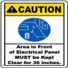 Caution Area in Front of Electrical Panel Must be Kept Clear for 36 inchesFoam Board Water Proof with Double Sided Sticker view 1