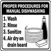 Proper procedures for Manual dishwashing. Wash, rinsh, sanitize, air Dry on Drain boardFoam Board Water Proof with Double Sided Sticker view 1