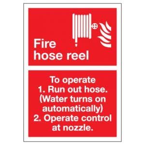 fire Hose Reel to Operate 1. Run Out Hose.(Water Turns on Automatically) 2. Operate Control at Nozzle.Foam Board Water Proof with Double Sided Sticker