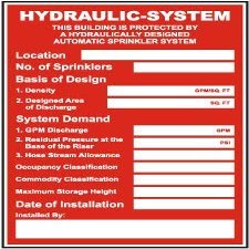 Hydraulic- System. This Building is Protected by a hydraulically Designed Automatic Sprinkler systemFoam Board Water Proof with Double Sided Sticker
