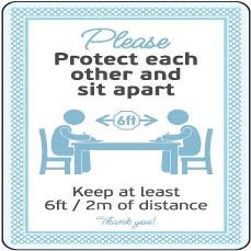 Please Protect Each Other and sit Apart Keep at Least 6ft/2m of distanceFoam Board Water Proof with Double Sided Sticker