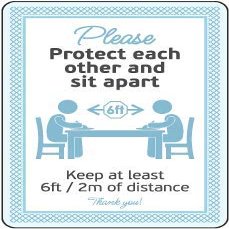 Please Protect Each Other and sit Apart Keep at Least 6ft/2m of distanceFoam Board Water Proof with Double Sided Sticker