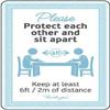 Please Protect Each Other and sit Apart Keep at Least 6ft/2m of distanceFoam Board Water Proof with Double Sided Sticker view 1
