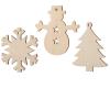 Decor Kafe Paintable Blank Christmas Tree Snowman Snowflake Patterns Wooden Laser Cut for Decoration DIY Prodcuts (Pack of 25) view 1