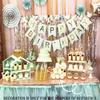 FAVELA Happy Birthday Backdrop Decorative Items - 13 Pcs Reusable Cardstock Birthday Banner Flag Kits For Boys Girls (Green) view 2