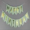 FAVELA Happy Birthday Backdrop Decorative Items - 13 Pcs Reusable Cardstock Birthday Banner Flag Kits For Boys Girls (Green) view 3