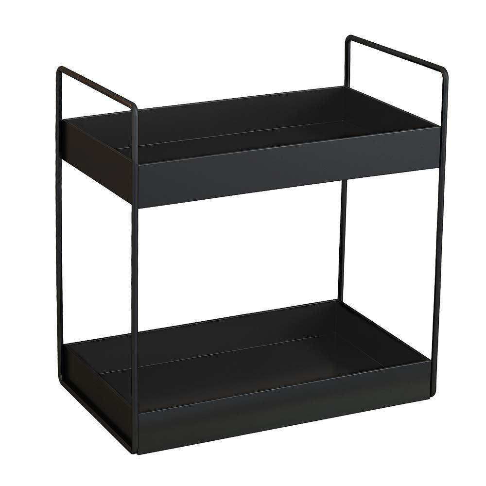 SHIOK DECOR 2-Tier Standing Rack, Kitchen/Bathroom Countertop Storage Shelf Organizer, Black in Colour(Make in India)